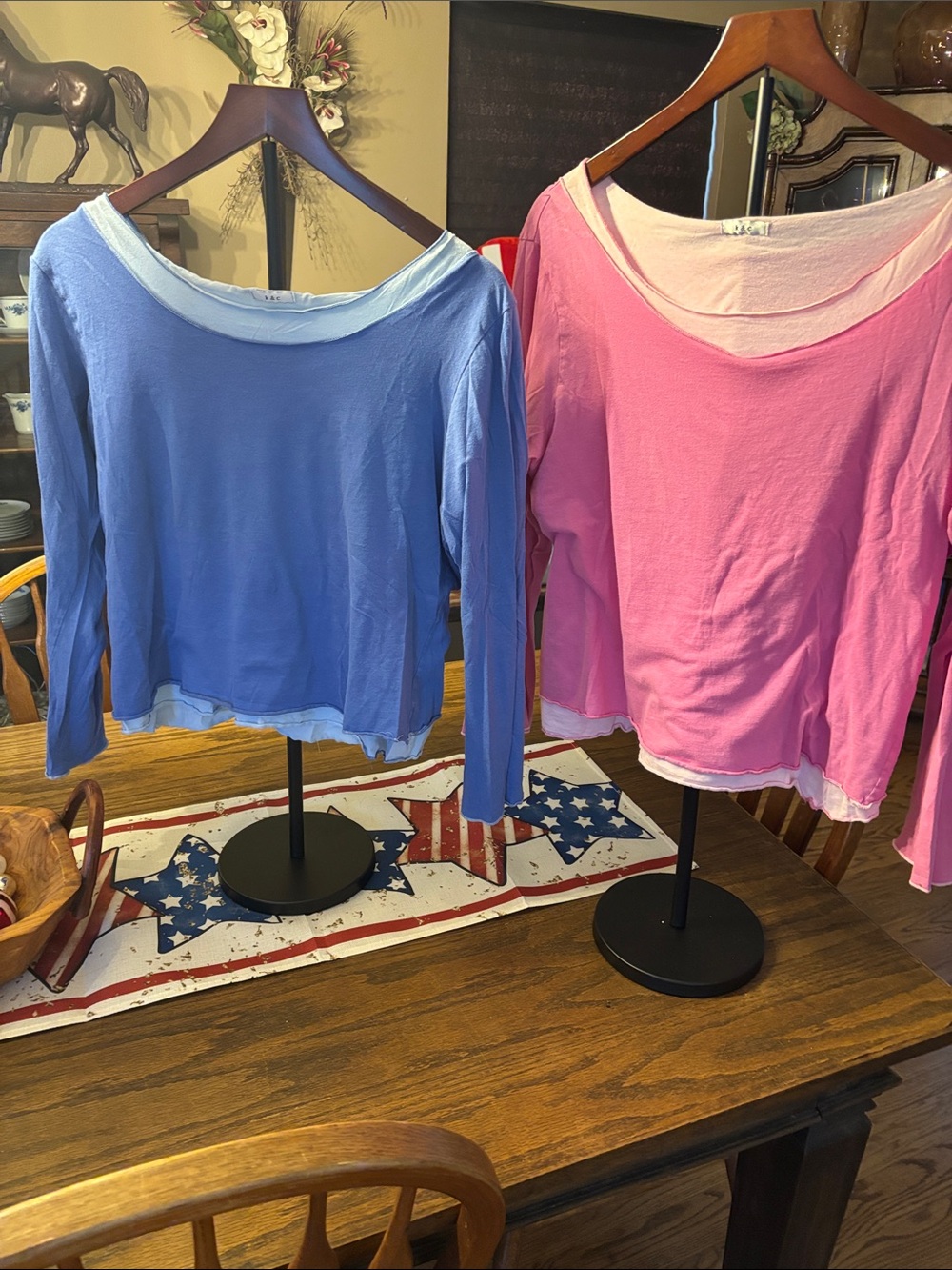 K&C Pink Layered-Look Top and blue layered top. So comfy. Sold as a set.